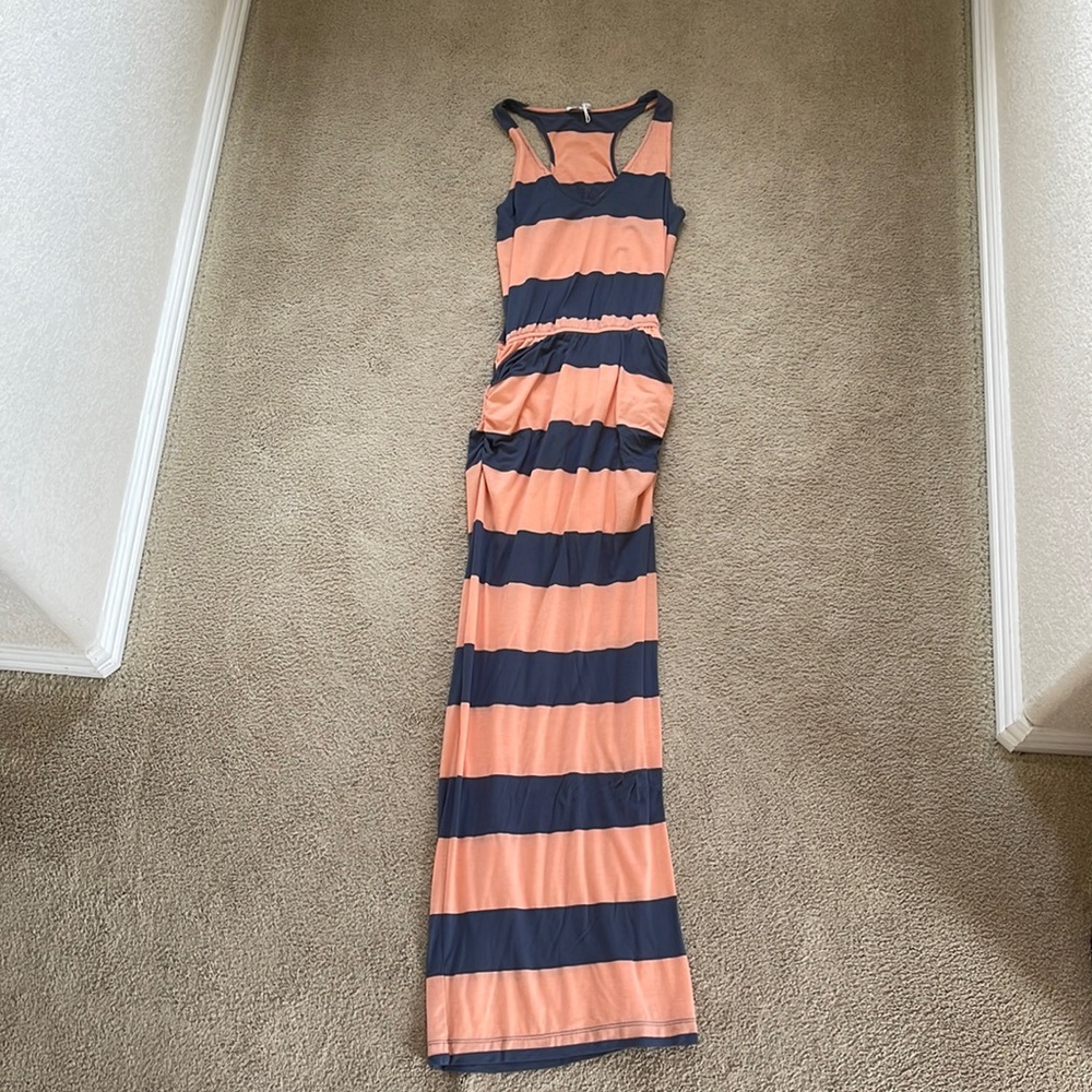 Coral and Blue Maxi Dress Size XS